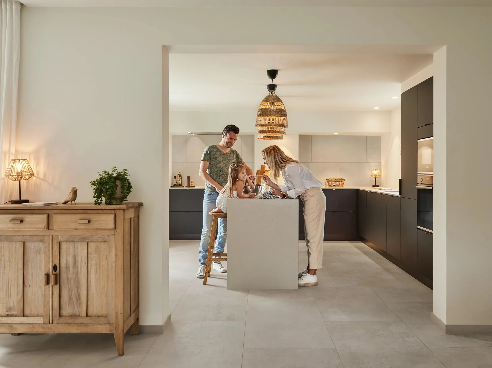 Coretec Vinylgulv Naturals Megatile Aneto lagt i rom